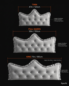 Size guide for the backrest cushion in Twin, Full-Queen and King widths