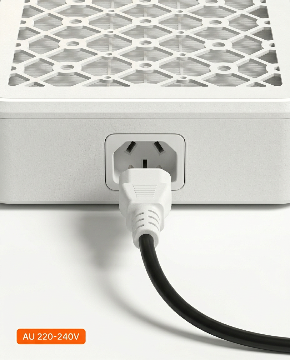 Nail dust collector with AU 220-240V angled-pin plug cord