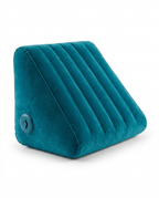 Peacock teal inflatable wedge support pillow on a white background