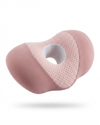 Pink memory foam ear relief side sleeper pillow, studio shot on white