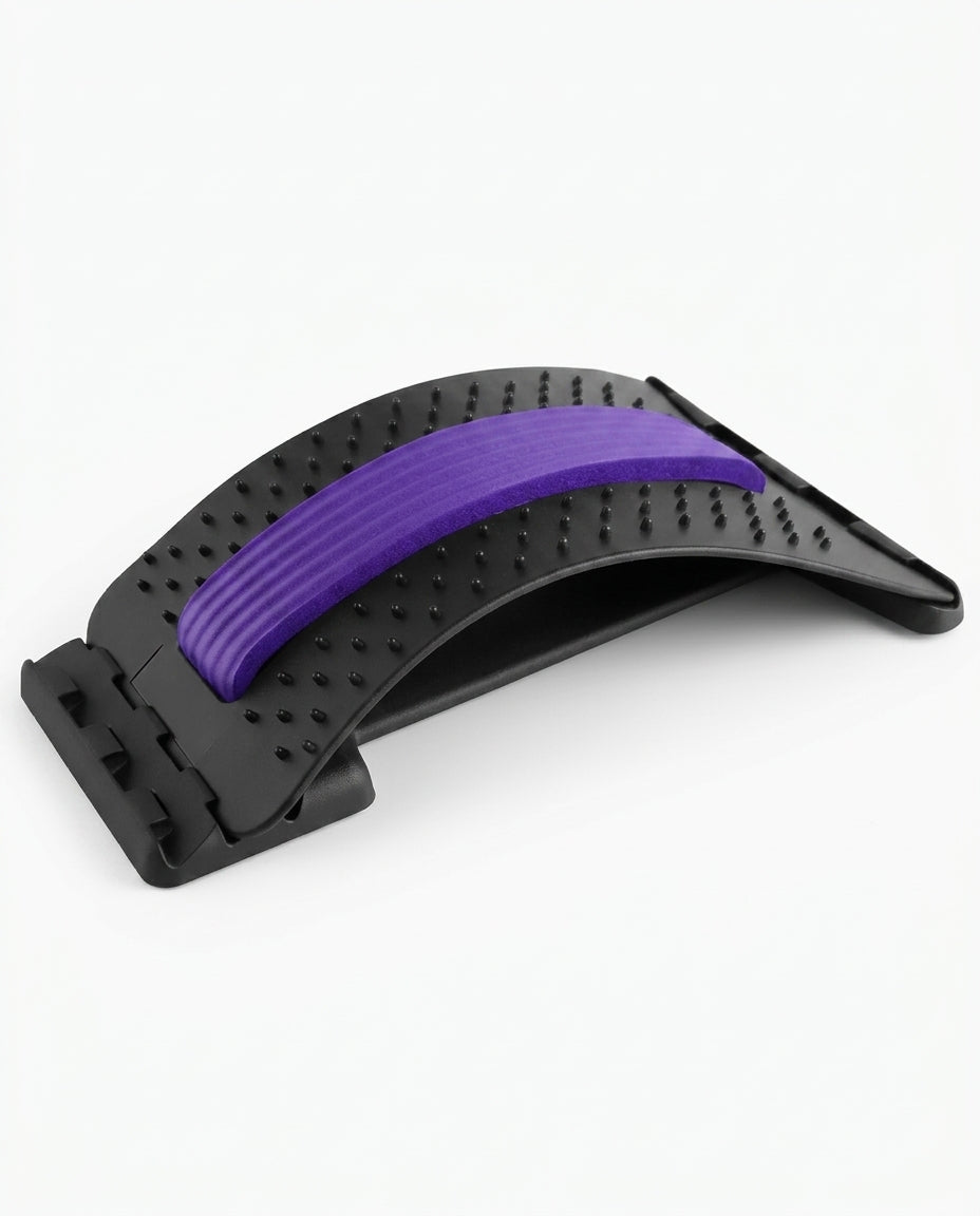 Black back stretcher with a purple spine pad, packshot on white background