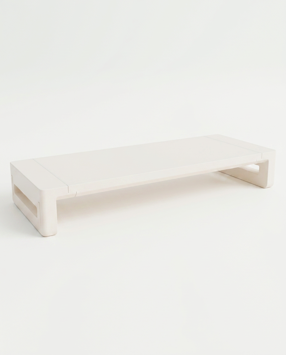 White monitor riser variant, angled studio shot on white