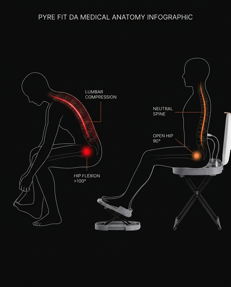 Anatomy diagram comparing lumbar compression to neutral spine using the station