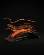 Diagram showing how the back stretcher aligns the spine into a healthy curve