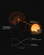 Circadian diagram of light input shifting stress and melatonin levels