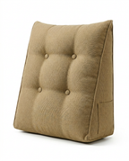 Khaki tan tufted reading backrest wedge cushion on white
