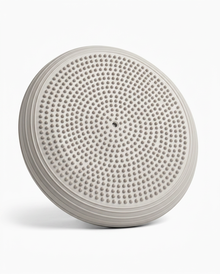 Light grey wobble balance disc with nub surface on white background