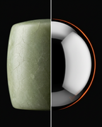 Split comparison of a jade roller versus the stainless steel cooling sphere