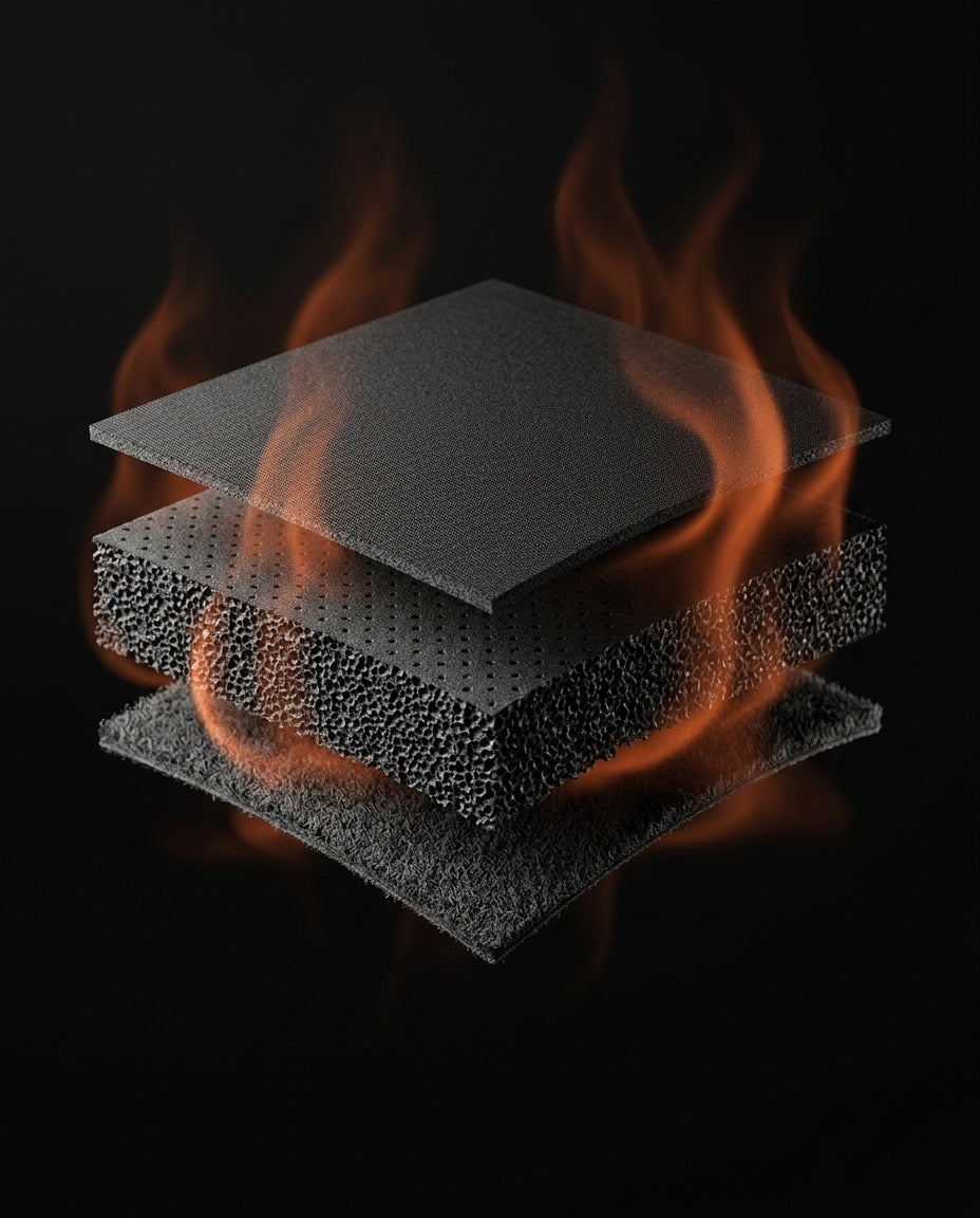 Material science diagram of the layered neoprene fabric of the wrap