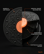 Cutaway of the balance board's silicone pad, composite core and rocker