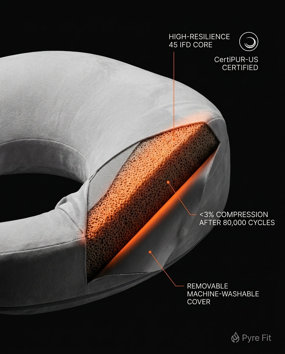 Cutaway revealing the high-resilience foam core inside the feeding pillow