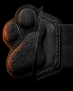 Material macro of suede paw pad and reinforced stitched neoprene strap