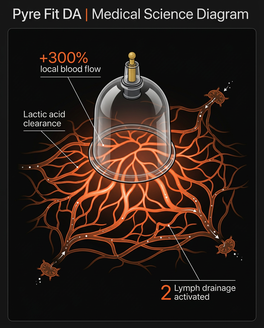 wellness diagram showing cupping boosting local warmth by 300 percent