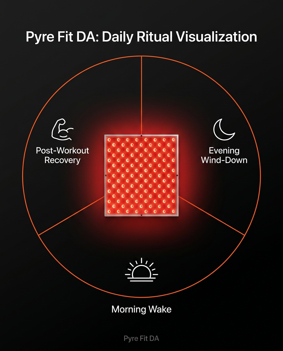 Daily ritual wheel showing morning, post-workout and evening red light use