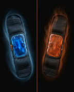 Diagram of the wrap's dual hot and cooling, blue versus orange