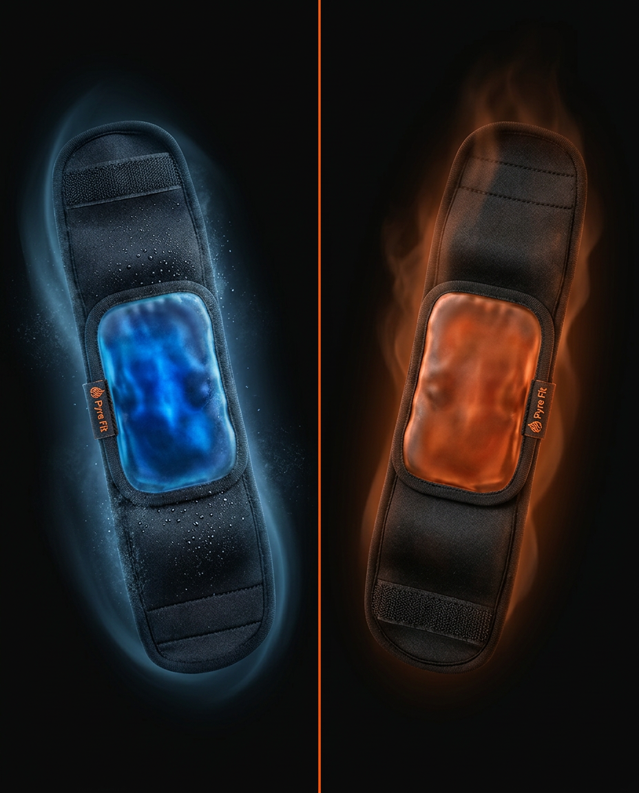 Diagram of the wrap's dual hot and cooling, blue versus orange