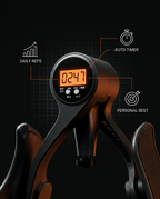 Hip trainer LCD display with icons for daily reps, auto-timer and personal best