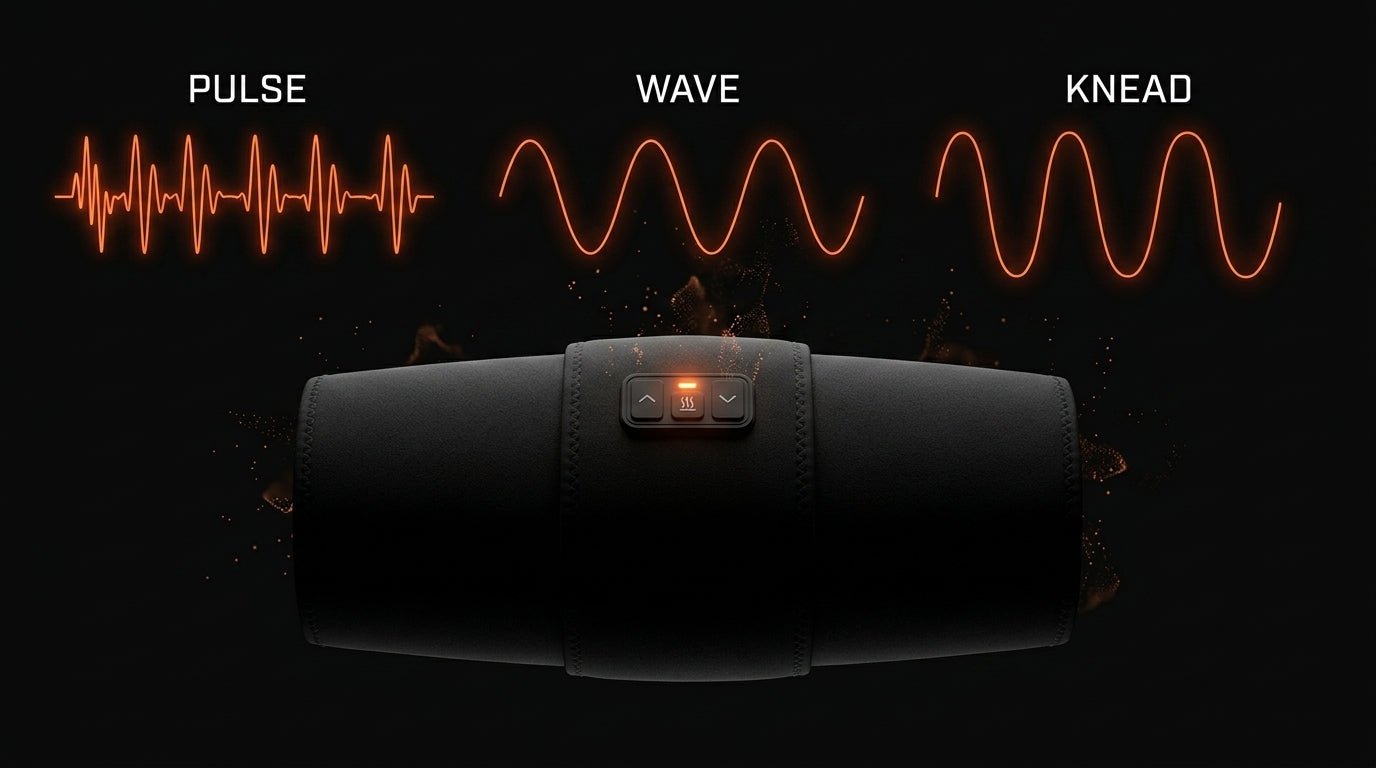 Massage waveform diagram showing the sleeve's pulse, wave and knead modes