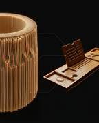 Material diagram showing bamboo fiber structure beside the bath tray