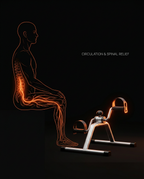 Diagram showing seated pedaling for comfort and spinal relief