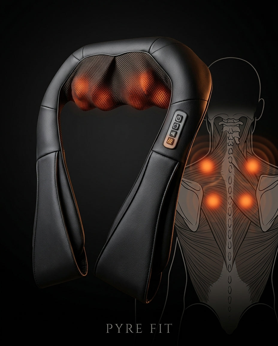 Diagram of the massager beside neck and shoulder pressure points