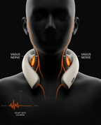 Diagram showing neck massager stimulating the calm for calming