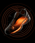 Glowing sneaker diagram showing ozone neutralizing odor-causing bacteria