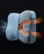 Cooling airflow diagram showing air channels through the ventilated pillow foam