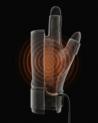 Diagram of infrared heat waves radiating through the hand and finger wrap
