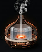 Cutaway diagram of the ultrasonic plate turning water into mist inside the diffuser