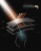 Diagram of UV rays blocked by the umbrella's layered UPF coating