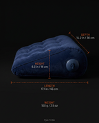 Size infographic with the wedge pillow dimensions in inches and centimeters