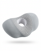 Light grey memory foam ear relief side sleeper pillow, studio shot on white