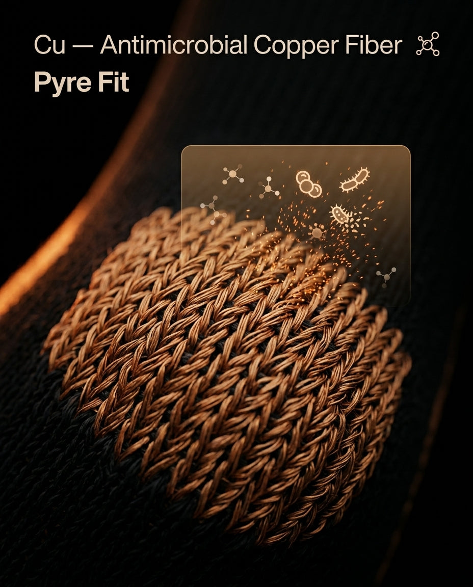 Macro of the antimicrobial copper fiber weave in the compression sock