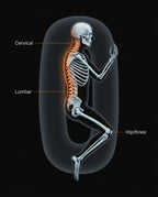 Anatomical diagram showing spine, hip and knee alignment with the body pillow