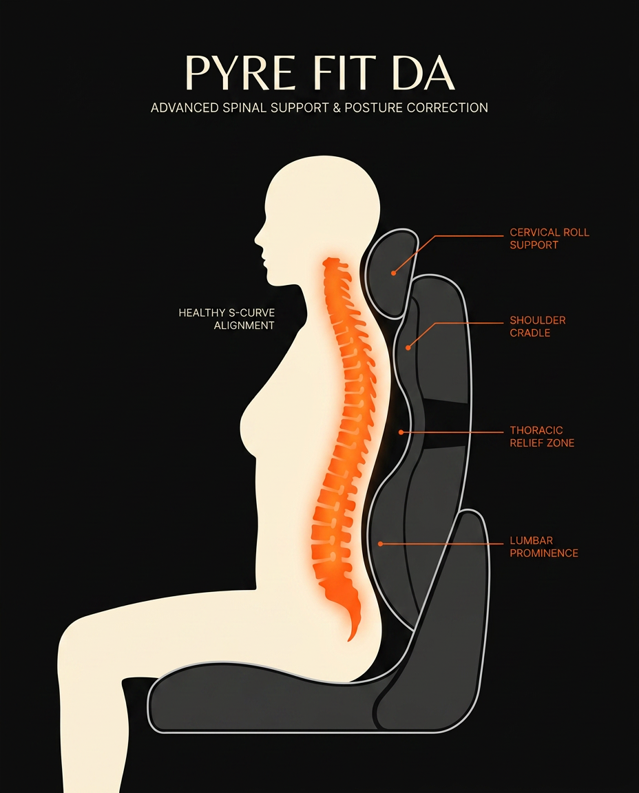 Spinal alignment diagram of seated figure against bed backrest support zones