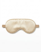Cream silk sleeping eye mask with matching strap, packshot on white