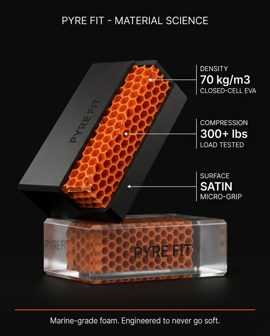 Material science infographic of the yoga block's closed-cell EVA structure