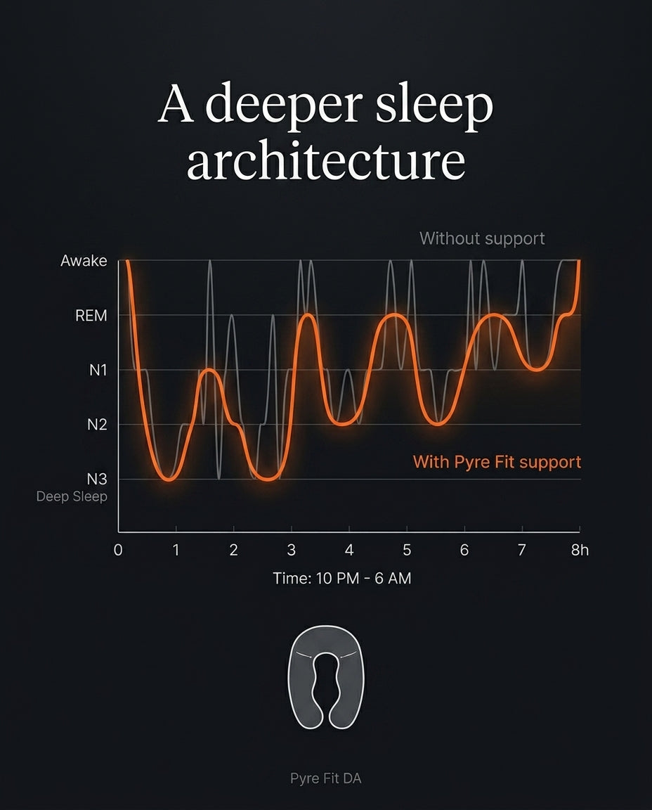 Sleep stage graph comparing deeper sleep with the pillow versus without