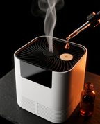 Essential oil dropped on the air purifier top for an aromatherapy ritual