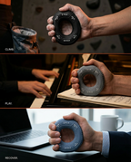 Triptych of grip ring used for climbing, piano playing, and recovery