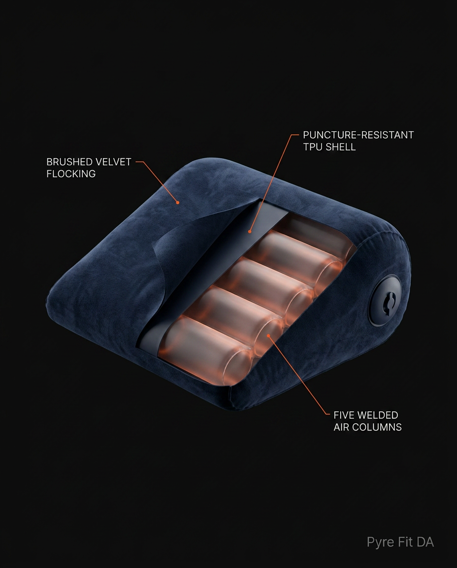 Cutaway showing the five welded air columns inside the inflatable wedge pillow