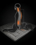Diagram of the spine aligned while lying on the supportive floor mattress