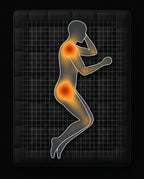 Pressure-point heat map of a side sleeper showing shoulder and hip relief