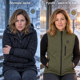Vergleich: normale Winterjacke und Allora mit Heizung
