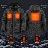 Beheizbare Herrenjacke in Camouflage PyreFit Alpino: Heizzonen an Brust und Rücken