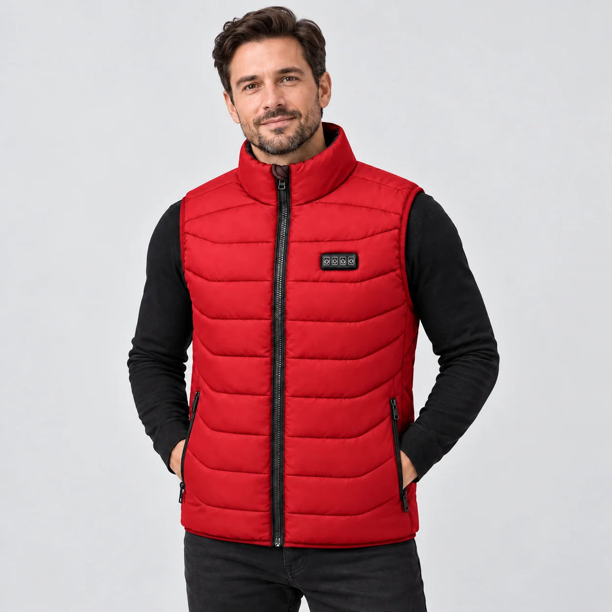 Beheizbare Unisex-Weste PyreFit Aurina in Rot, Frontansicht