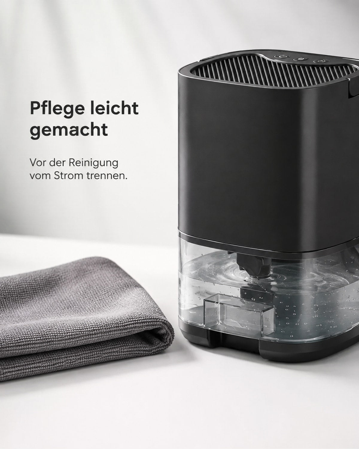 Mini-Luftentfeuchter mit 1-Liter-Wassertank – Schwarz – Produktansicht 8
