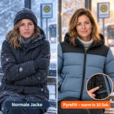 Vergleich: normale Winterjacke und Gletor mit Heizung