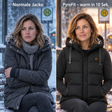 Vergleich: normale Winterjacke und Horizonor mit Heizung